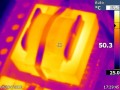 Thermal image of one of the SMPS transformers, 8R, 1kHz, half power, 10 seconds. Running warmer than expected, may suggest some core losses.
