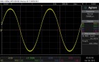 2R 1kHz performance. Note the vertical scale of the oscilloscope. Visible distortion due to hard limiting action of the amplifier, it is not designed to go down to 2R and limits hard if it detects a 2R load.