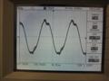 10kHz sine wave, 8R, threshold of clipping. Heavily distorted and triangular in shape.