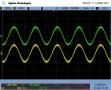 10kHz, 8R. Switching noise can be clearly seen on the waveform, significantly reduced power from the 1kHz and 40Hz waveforms. Prolonged (>1 second) output at 10kHz caused each channel to go into protect with the 'thermal' LED lit up on the front panel.