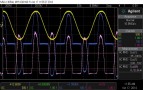 Mains waveforms for 40Hz 2R, one channel driven.