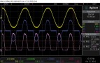 Mains waveforms for 40Hz 2R, just after limiter has decayed the power somewhat. Note the 100A peaks on the current waveform.
