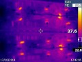 Thermal Image of amplifier PCB, nothing untoward. Hot components are power resistors designed to run at high temperatures. All transistors are operating cool suggesting they are used within their safe operating area.