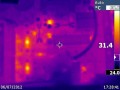 Thermal image of main SMPS primary side. IR2110 gate drivers are visible towards the left.