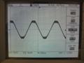 1kHz Sine wave, 8R at clipping. Evidence of residual bleed-through on crests of waveforms. Very high frequency, hence the thickened crests.