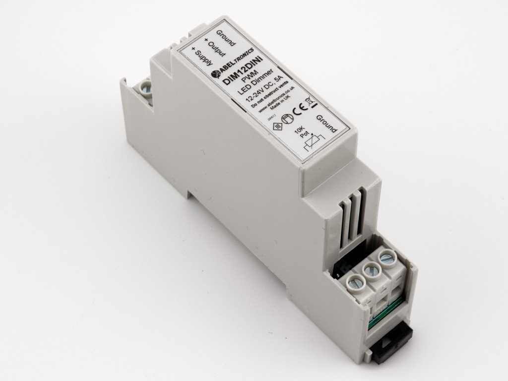 DIM12DIN - LED Dimmer. Rotary Potentiometer Controlled. DIN-Rail, PWM, 12V  24V, 5A Low Voltage