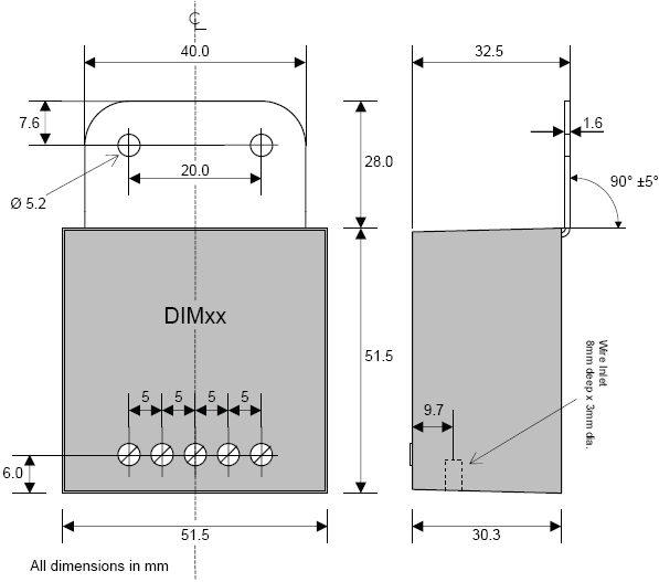 DIM14 LED Dimmer, 0-10 Volt Controlled, PWM, 12V 24V Low Voltage 10A - Dimensional Drawing 1