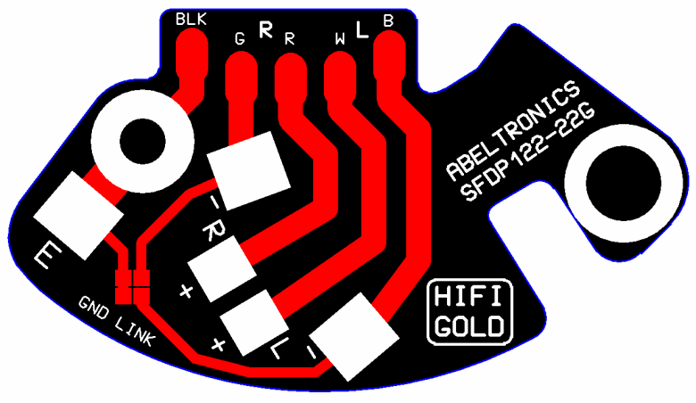 SFDP122-22G SFDP122 Technics SL1200 SL1210. Phono RCA Tonearm Replacement PCB Gold - Connections Diagram 1